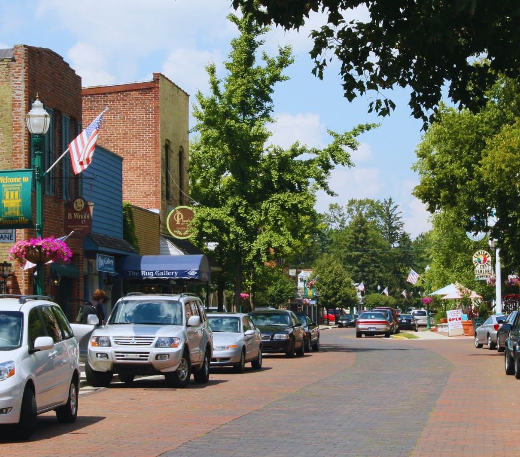 Looking north along Main Street, Zionsville, IN